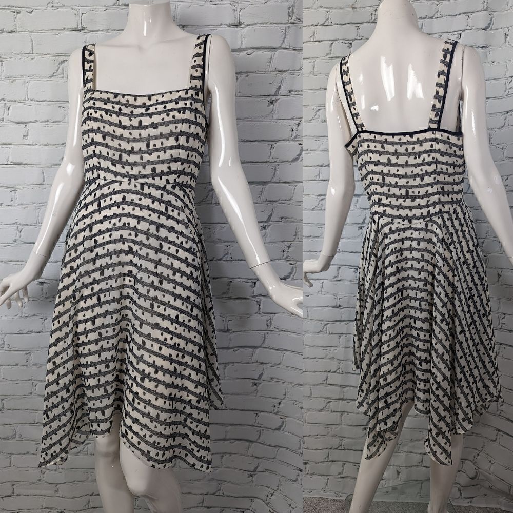 Armani Exchange flowy dress black and white asymmetrical hem sz 4